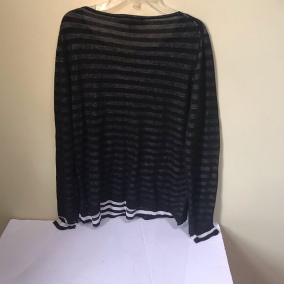 Michael Kors NEW Striped Sweater Layered Crew Soft Cotton Lightweight Preppy L - Picture 4 of 11